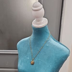 Elegant Goldtone Multi Color Pendant Necklace